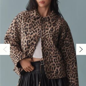 Anthropologie Leopard Print Teddy Jacket